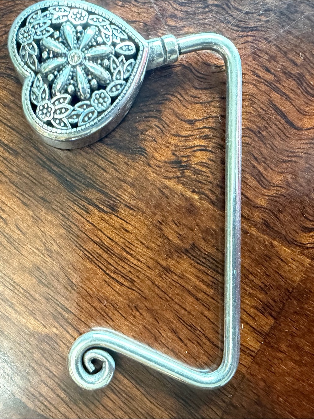 Brighton Silver-Tone Filigree Heart Purse Hook